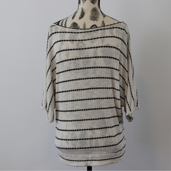 Olivia Moon Cream and Dark Grey striped tshirt - Picture 2 of 9